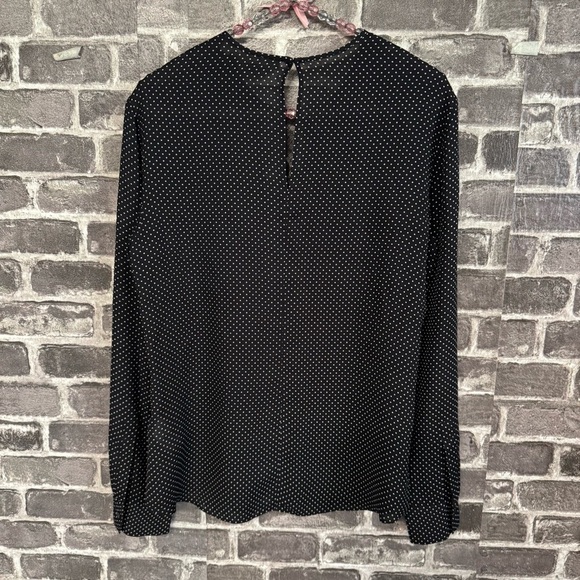 A.L.C. Black Polka Dot 100% Silk Jerry Blouse - Picture 11 of 13